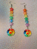 Kidcore rainbow flower earrings