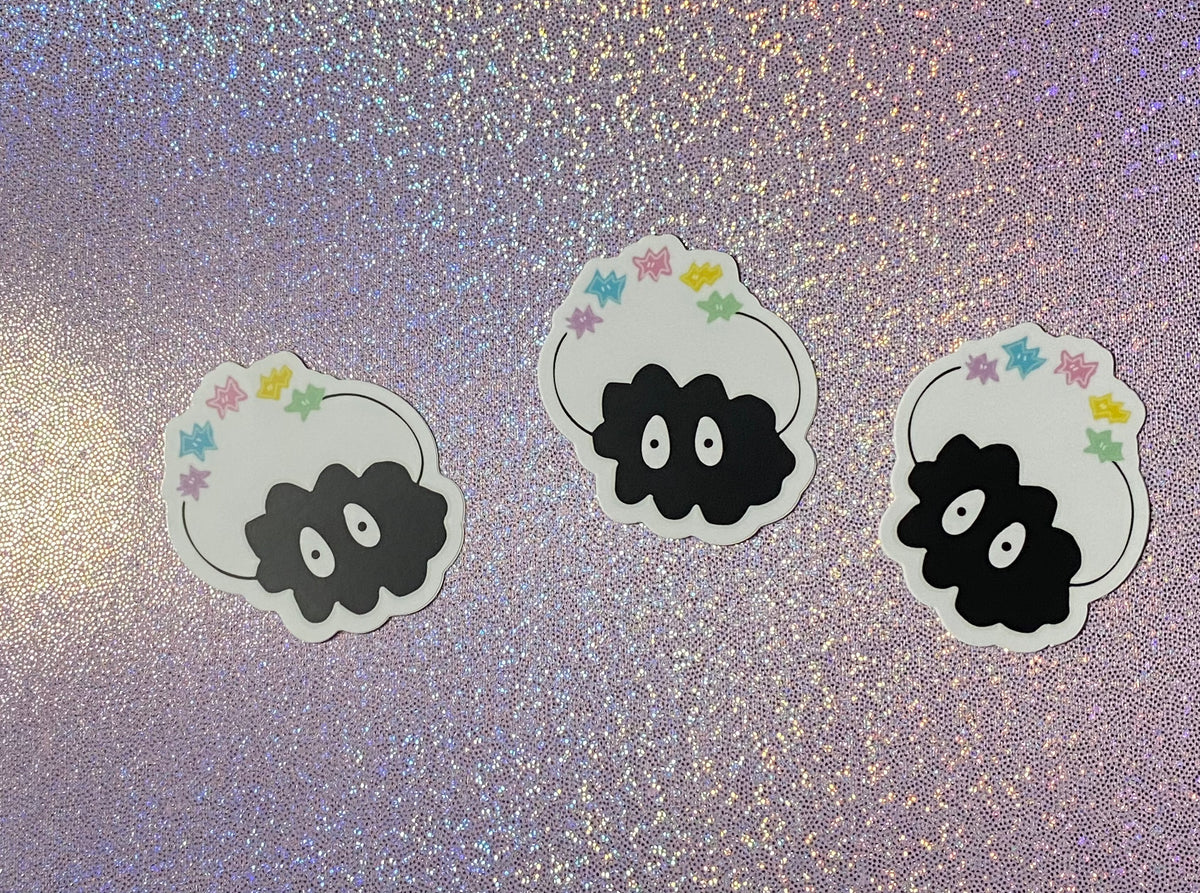 Soot sprite with candy sticker