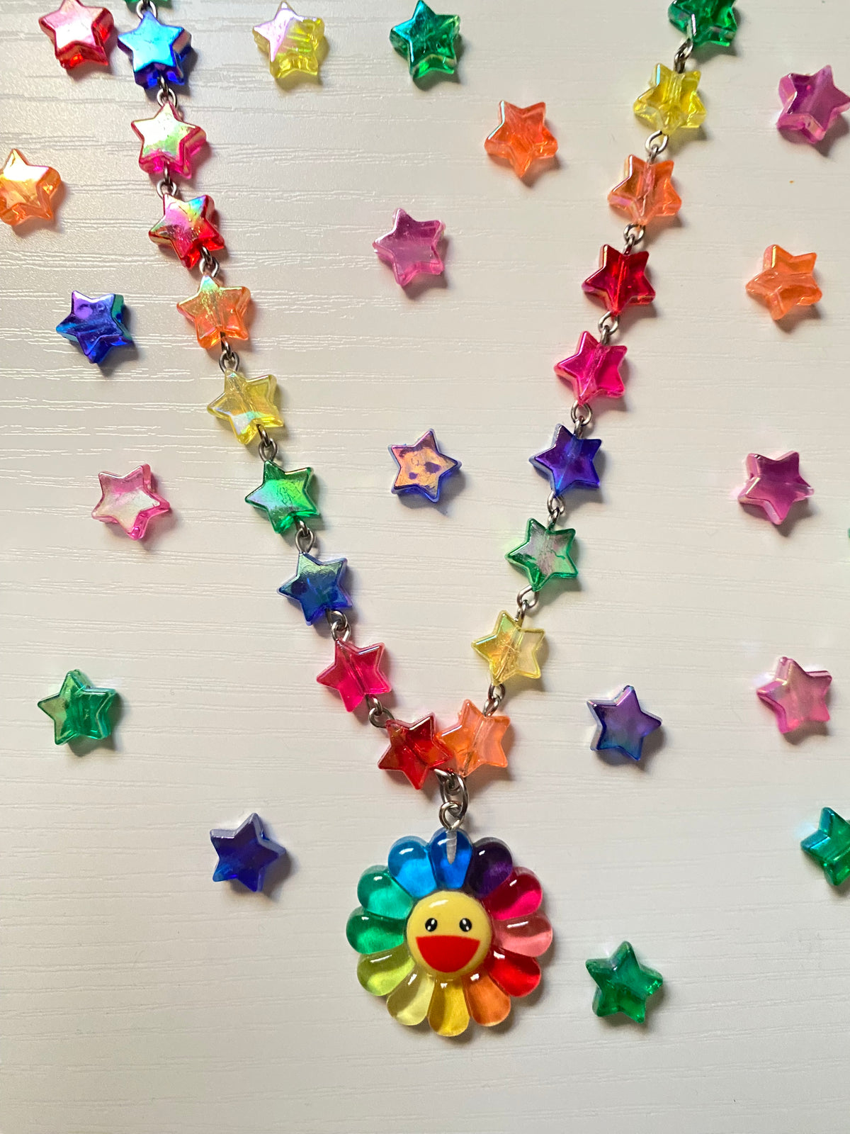 Kidcore rainbow flower necklace