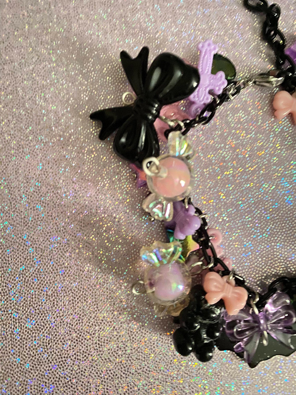 Pastel goth charm bracelet, halloween jewelry, kawaii goth bracelet