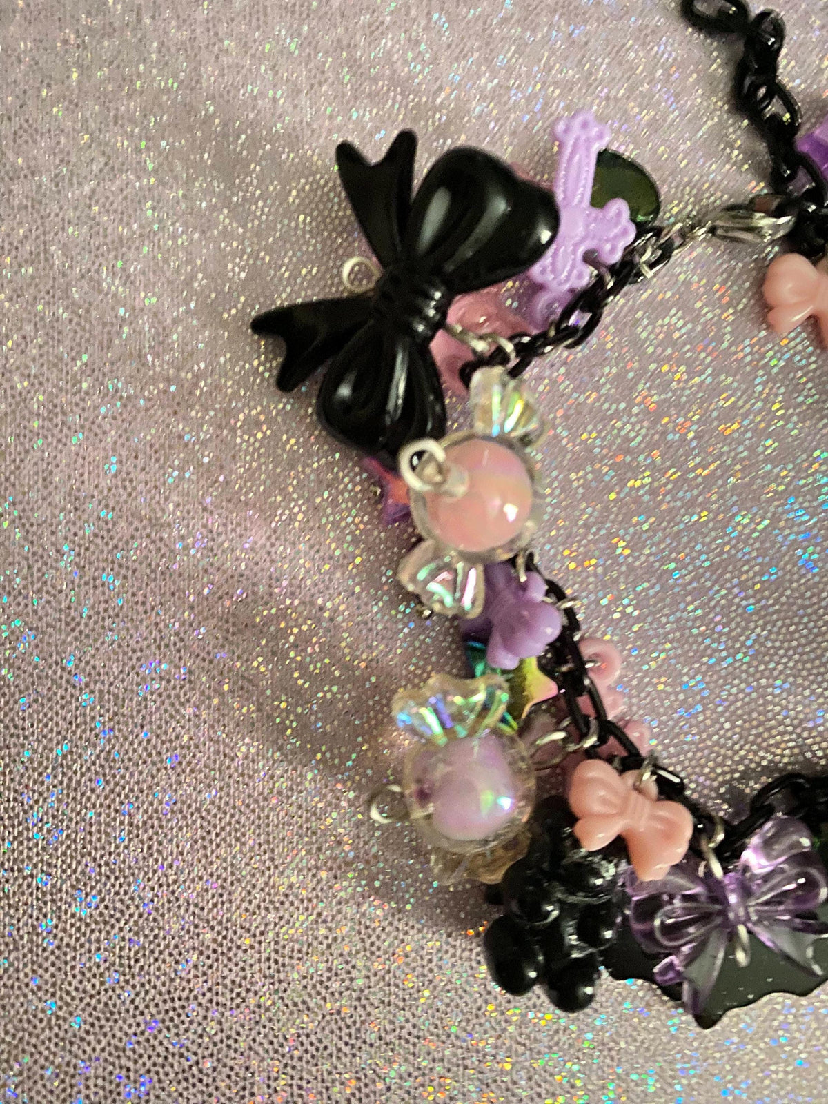 Pastel goth charm bracelet, halloween jewelry, kawaii goth bracelet