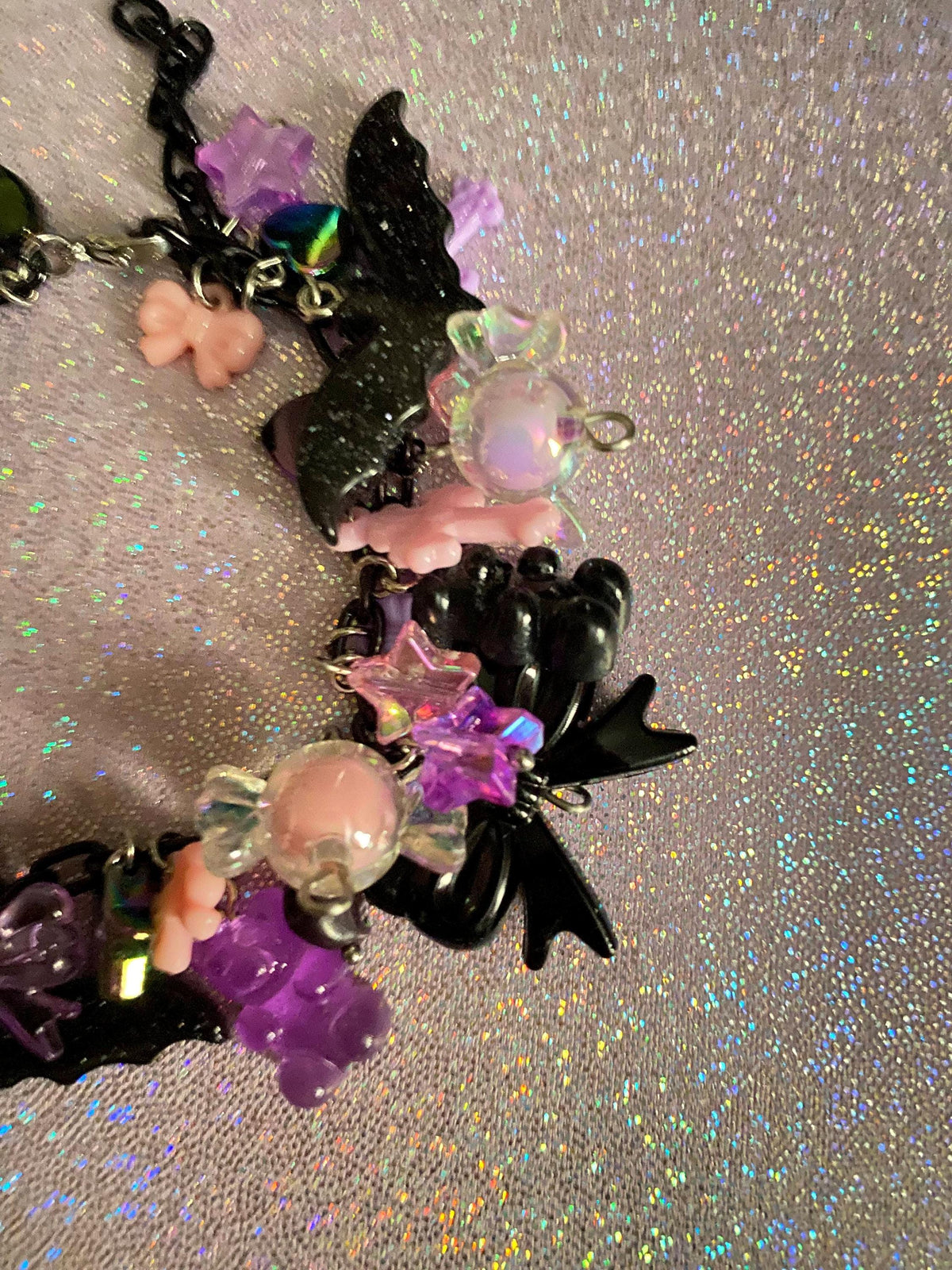 Pastel goth charm bracelet, halloween jewelry, kawaii goth bracelet