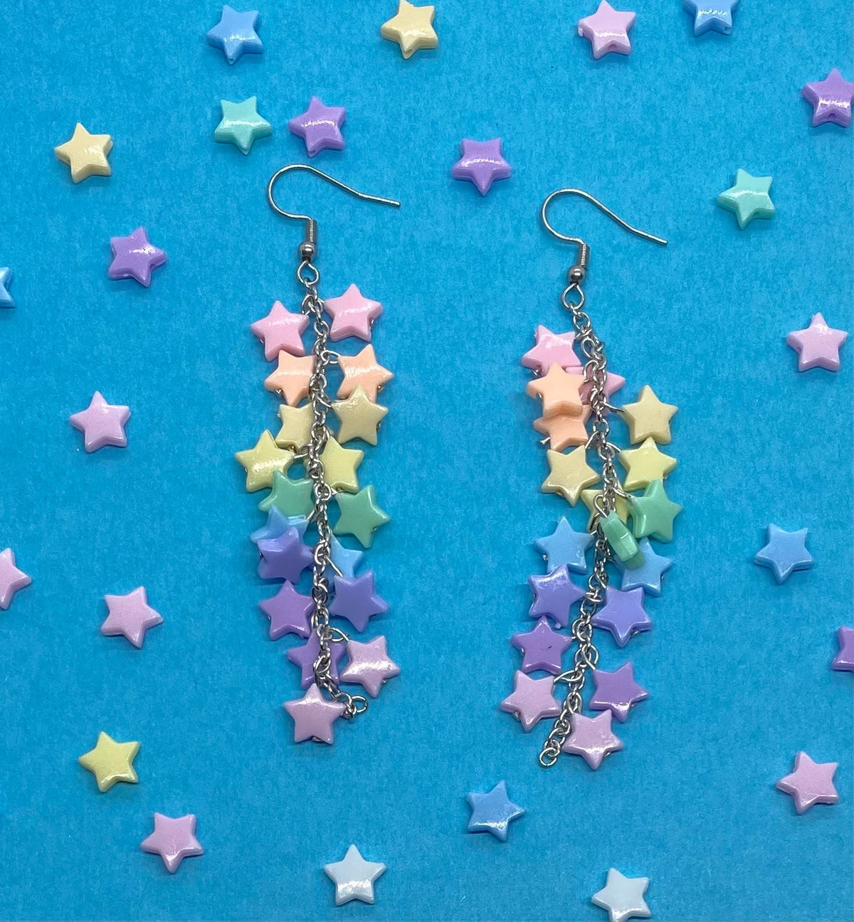 Pastel rainbow star earrings, kawaii earrings, fairy kei jewelry